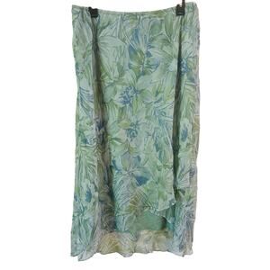 Kathie Lee Green Blue Floral Cross Over Front Lined Vintage Skirt Size 16
